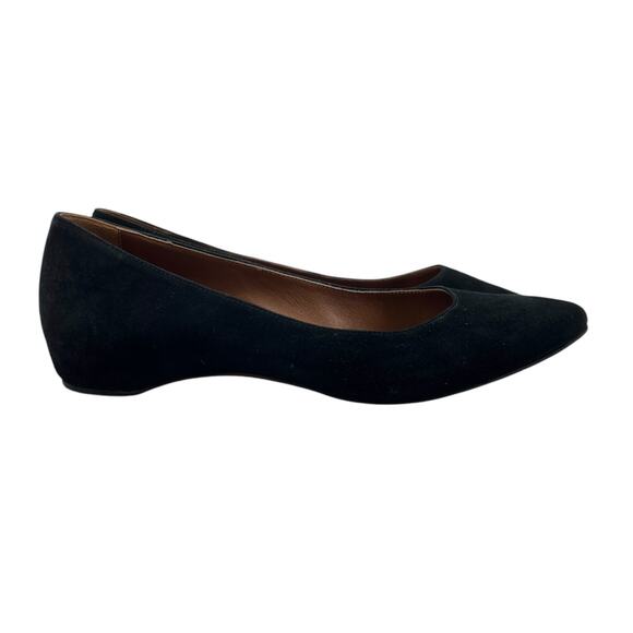 Aquatalia Shoes Womens 7.5 Black Suede Marcella Flats Pointed Toe Weatherproof - Picture 1 of 12